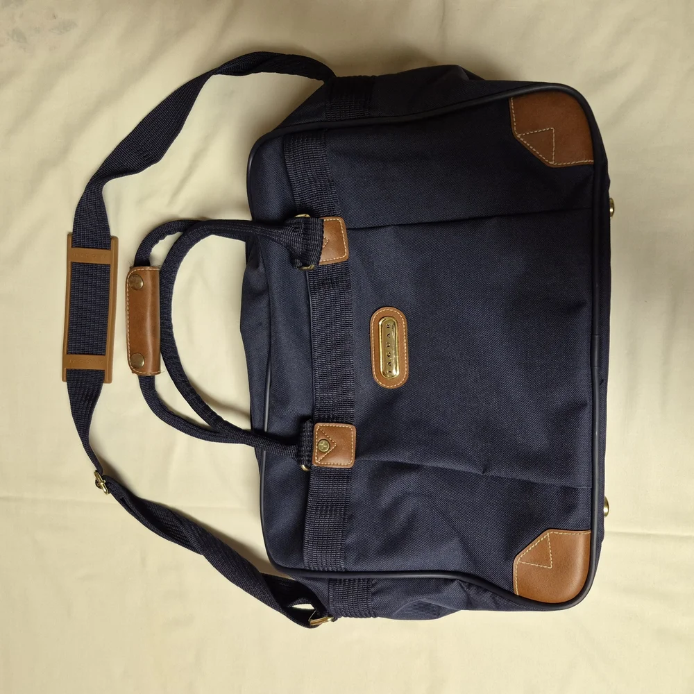 Vintage Jaguar Navy Blue Canvas Duffel Bag Weekender‎ Carry-On Luggage w/ Strap